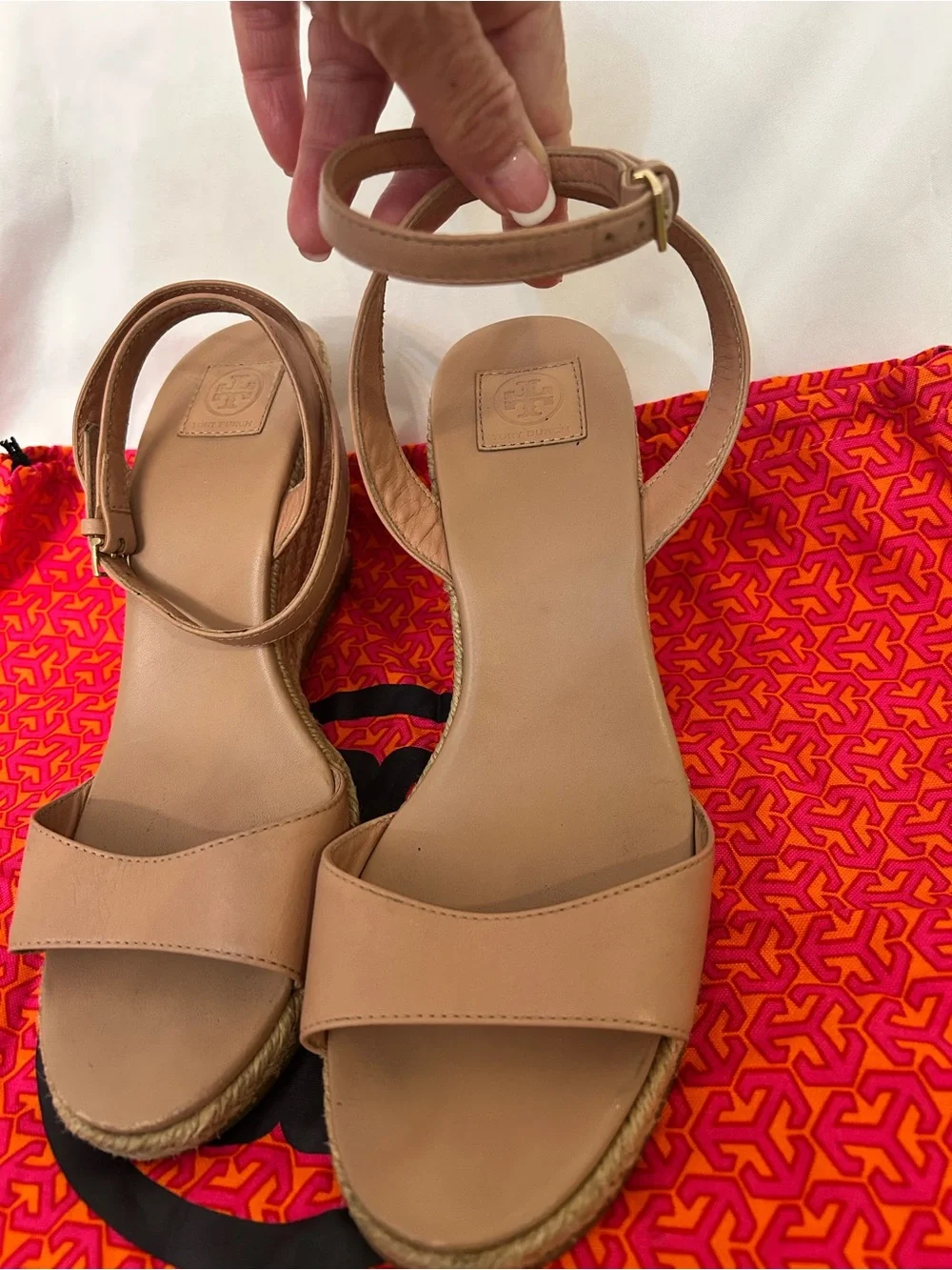 Tory Burch Leather Ankle-Strap Wedge Sandals